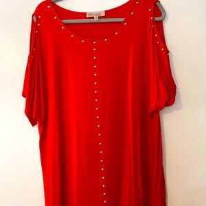 Philosophy Red Blouse with Studded Accents